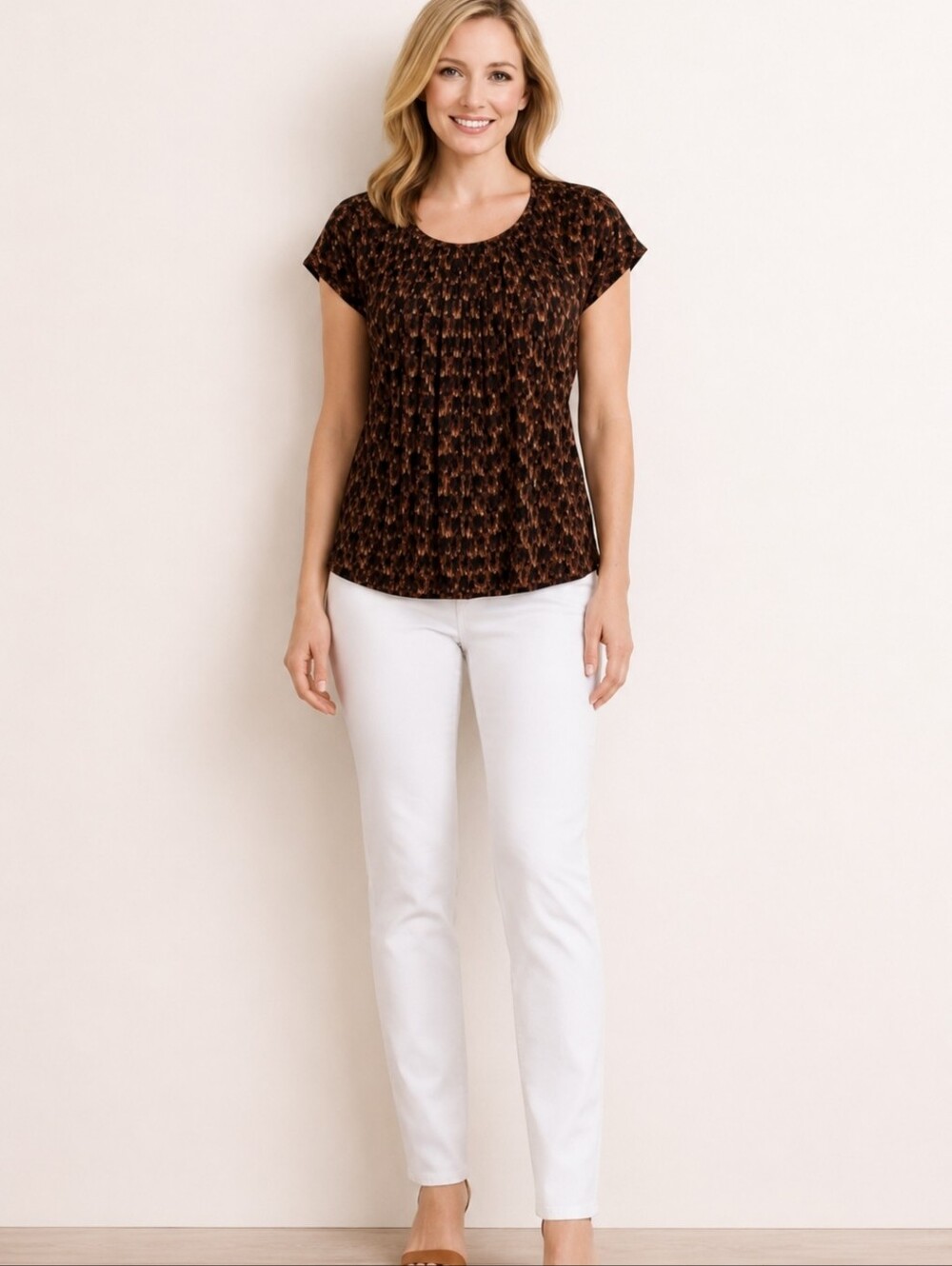 Talbots | Brown Patterned Lightweight  Blouse